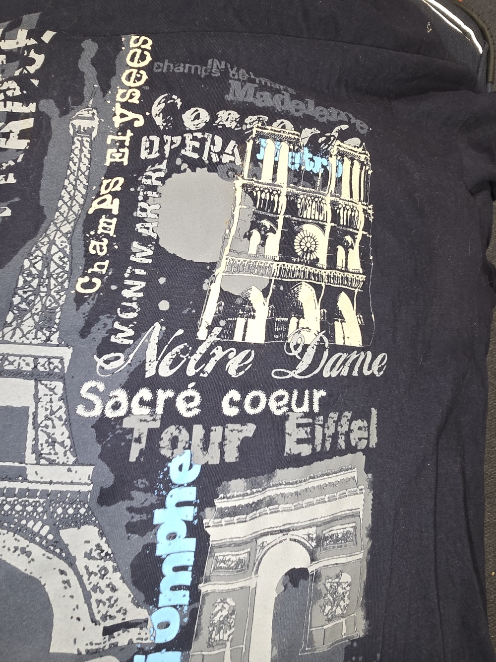 Magic Navy Blue Paris Graphic Short Sleeve Tee. From Paris,France